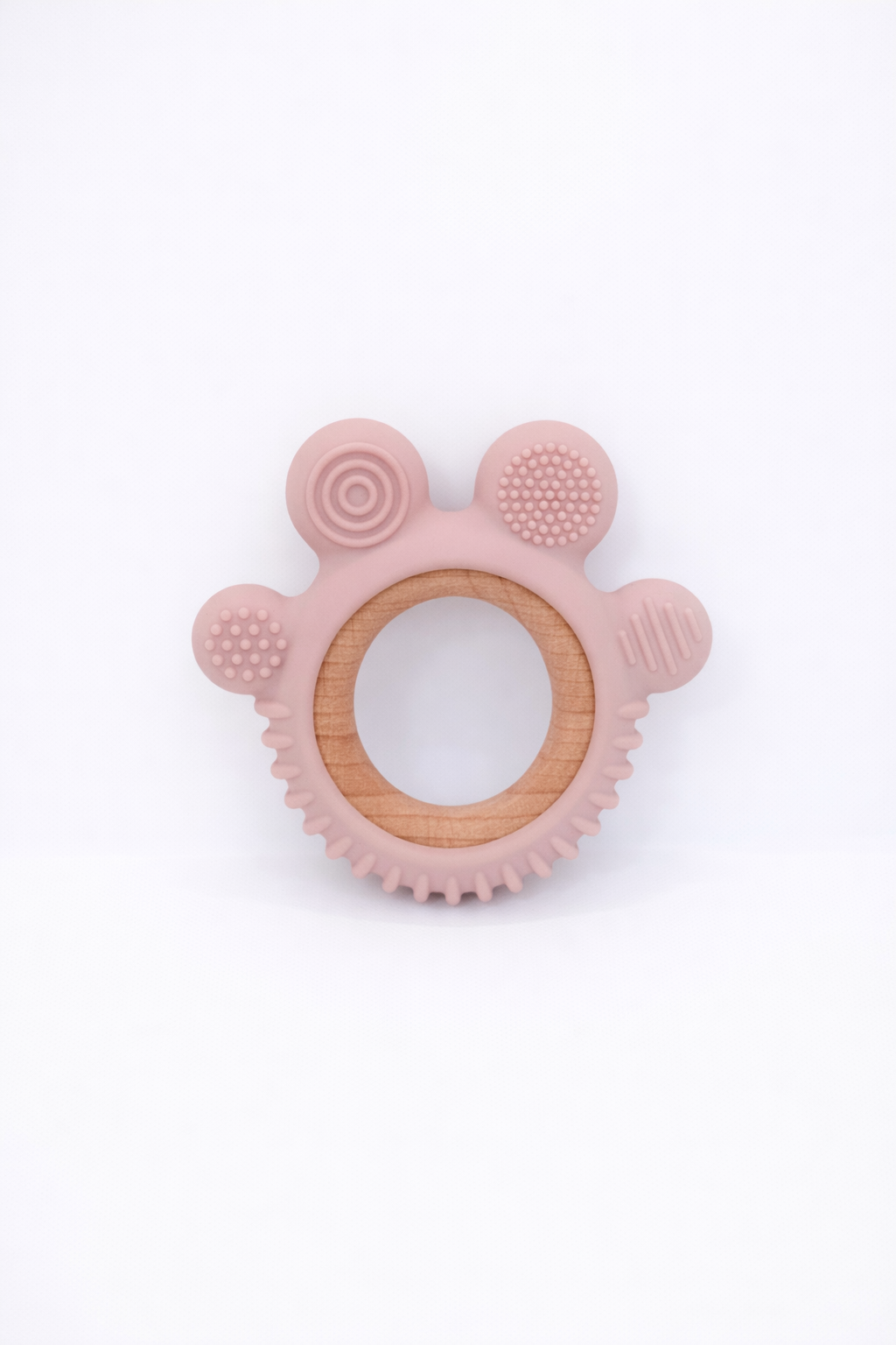 Silicone & Wooden Textured Teething Ring