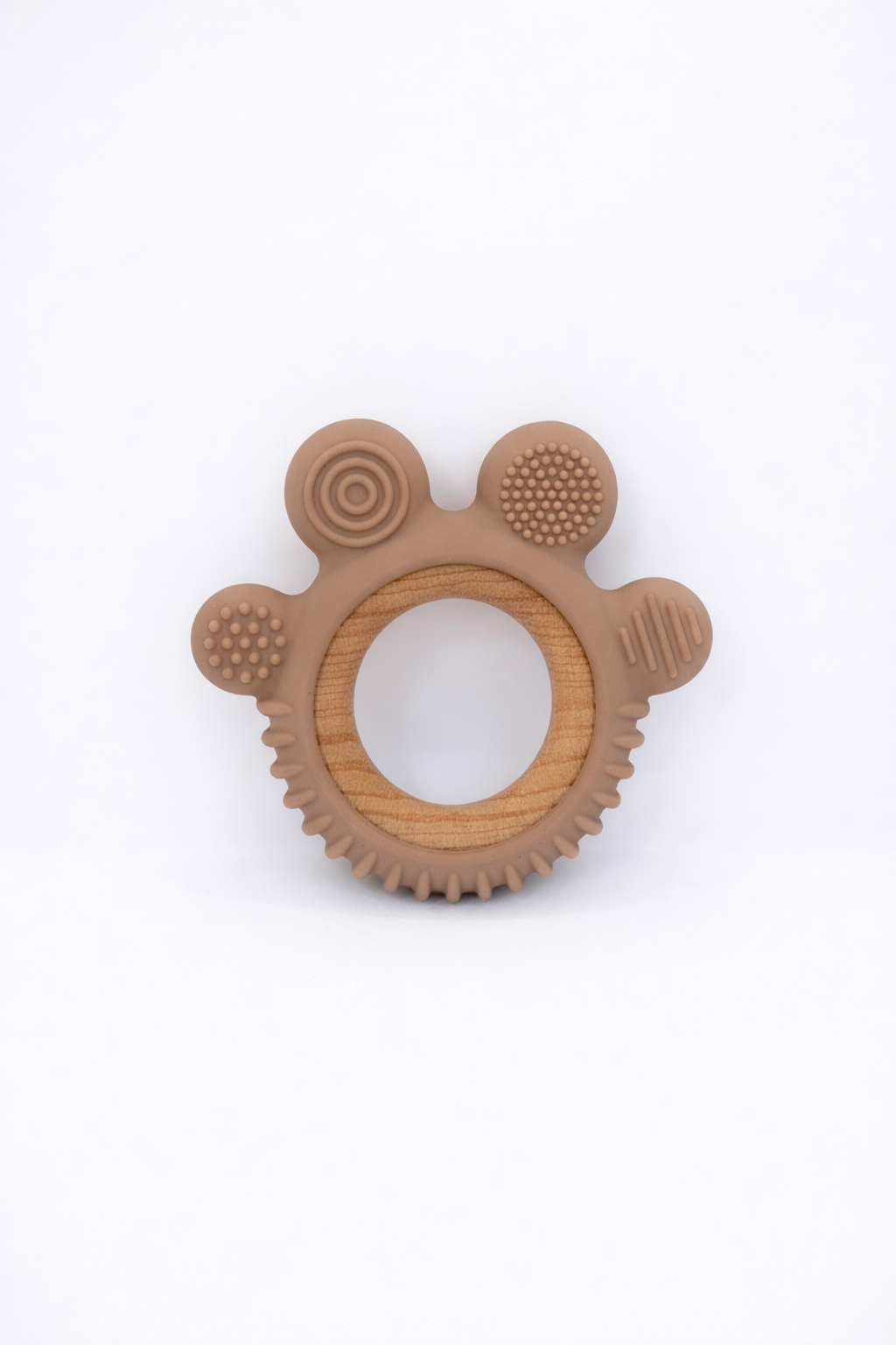 Silicone & Wooden Textured Teething Ring