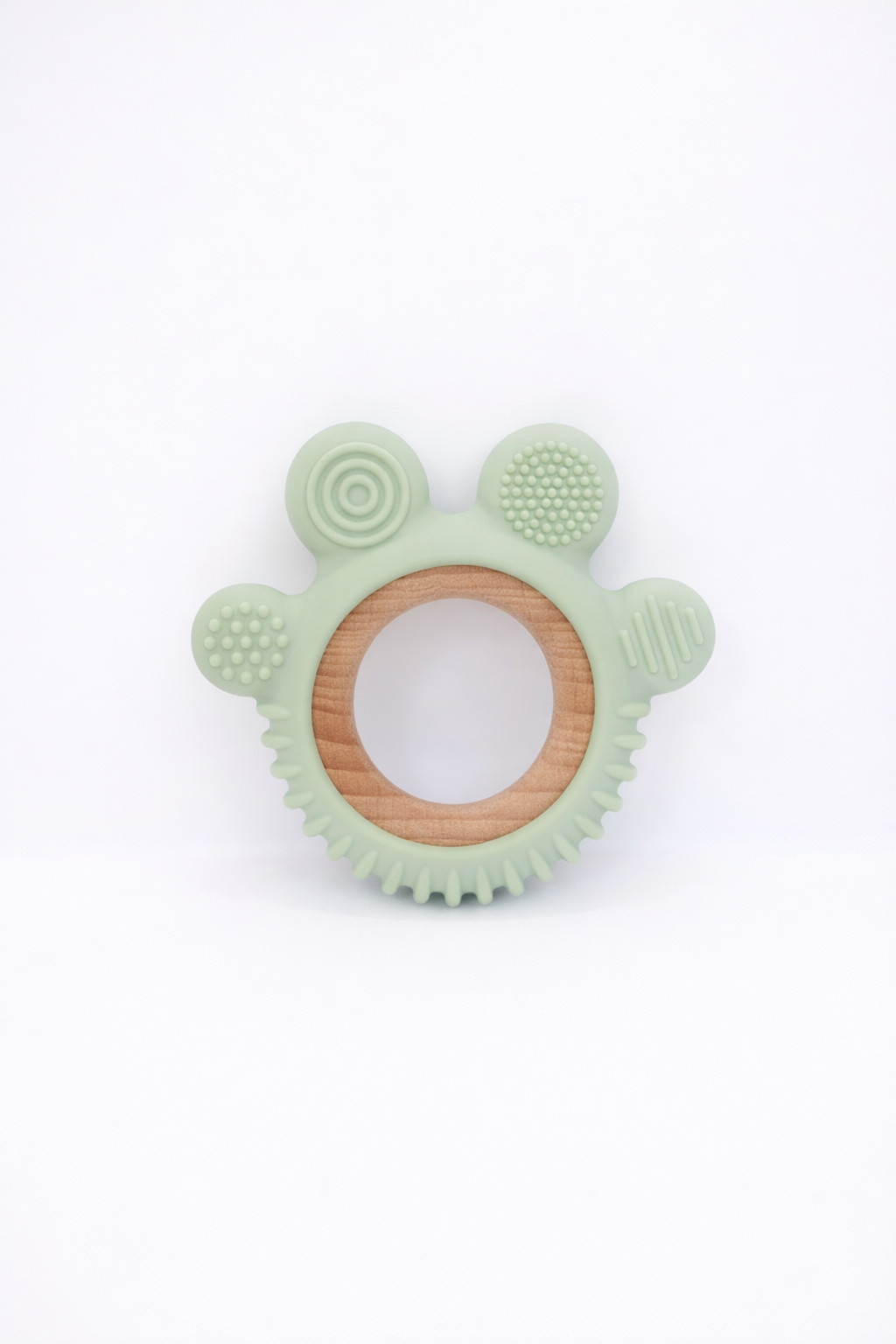 Silicone & Wooden Textured Teething Ring