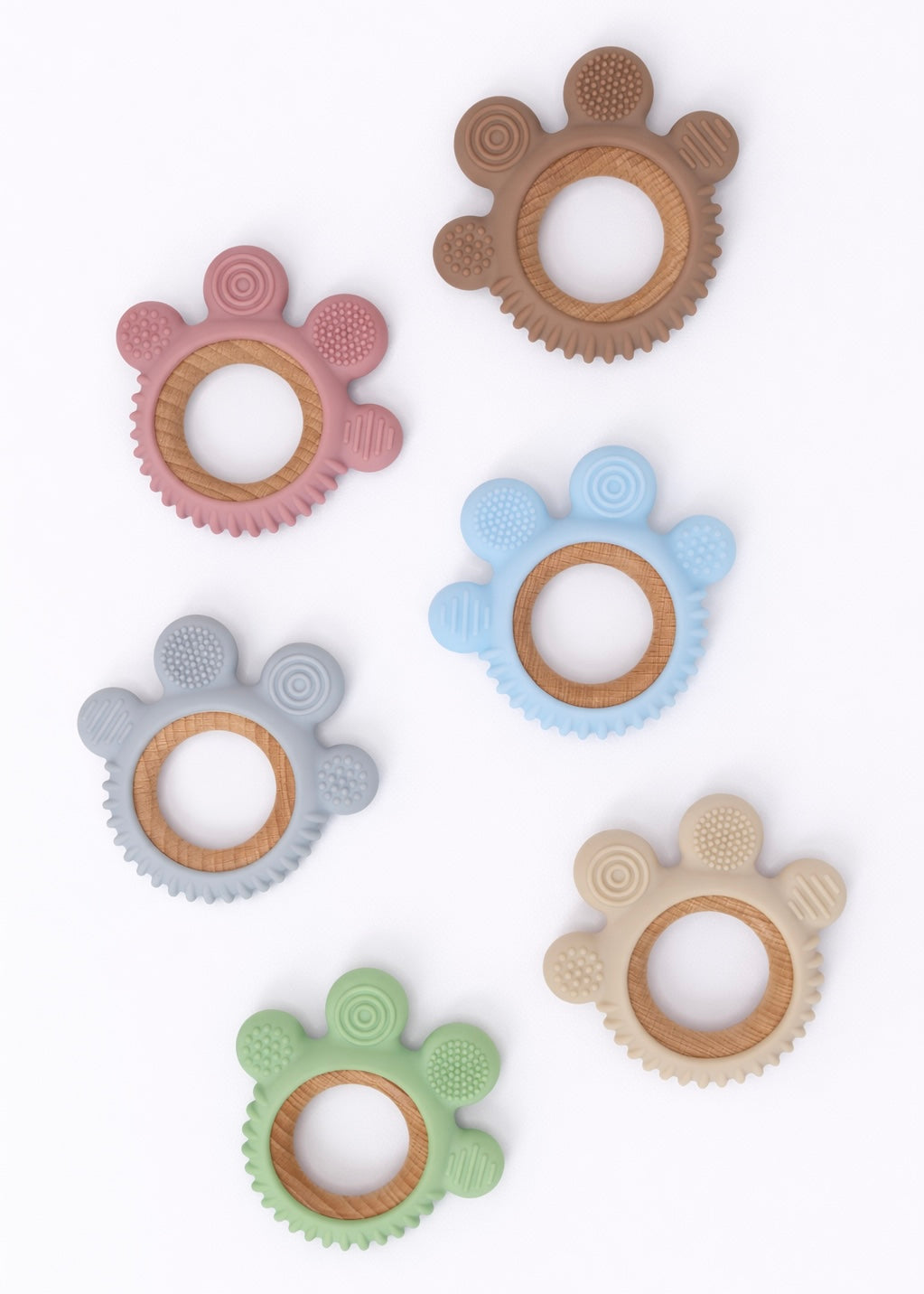 Silicone & Wooden Textured Teething Ring